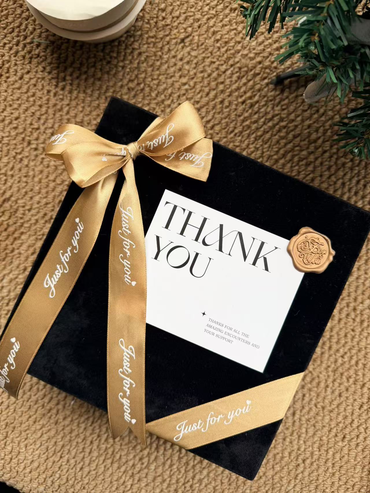 Event gift arrangement alternate view showing branded components
